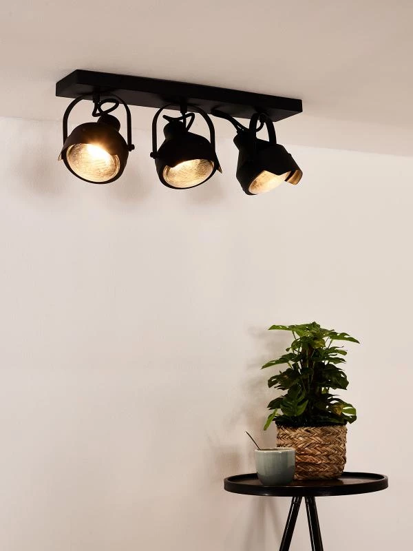 Lucide CICLETA - Spot plafond - 3xGU10 - Noir - ambiance 1